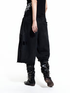 FLYERRER 26SS Black Cross Rubber Washed Raw Edge Loose Distressed Seven-Point Sweatpants FR328