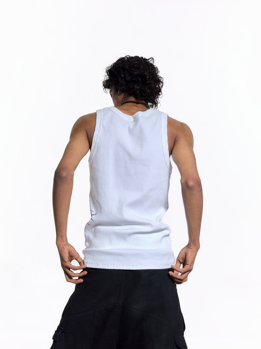 FLYERRER 26SS American Streetwear Double Embroidery Print Ribbed Stretch Slim Fit Tank Top Tee FR324