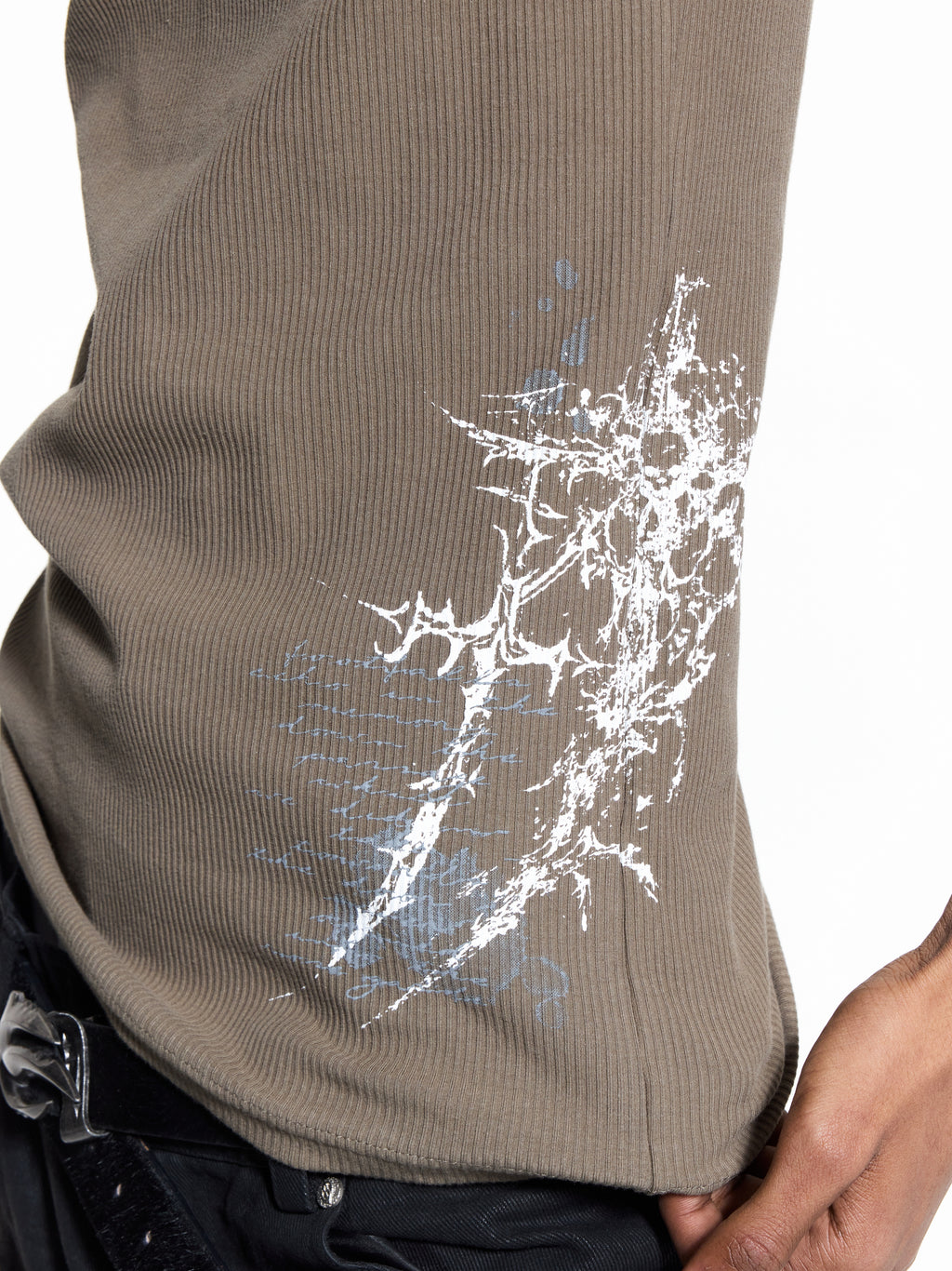 FLYERRER 26SS American Streetwear Double Embroidery Print Ribbed Stretch Slim Fit Tank Top Tee FR324