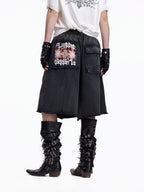 Twin FR Warhorse Embroidery Patch Loose Washed Five-Point Shorts FR339