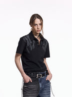 Unisex Fake Two-Piece Polo | Printed Collar Short Sleeve Summer Top FR346