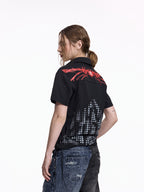 Unisex Fake Two-Piece Polo | Printed Collar Short Sleeve Summer Top FR346