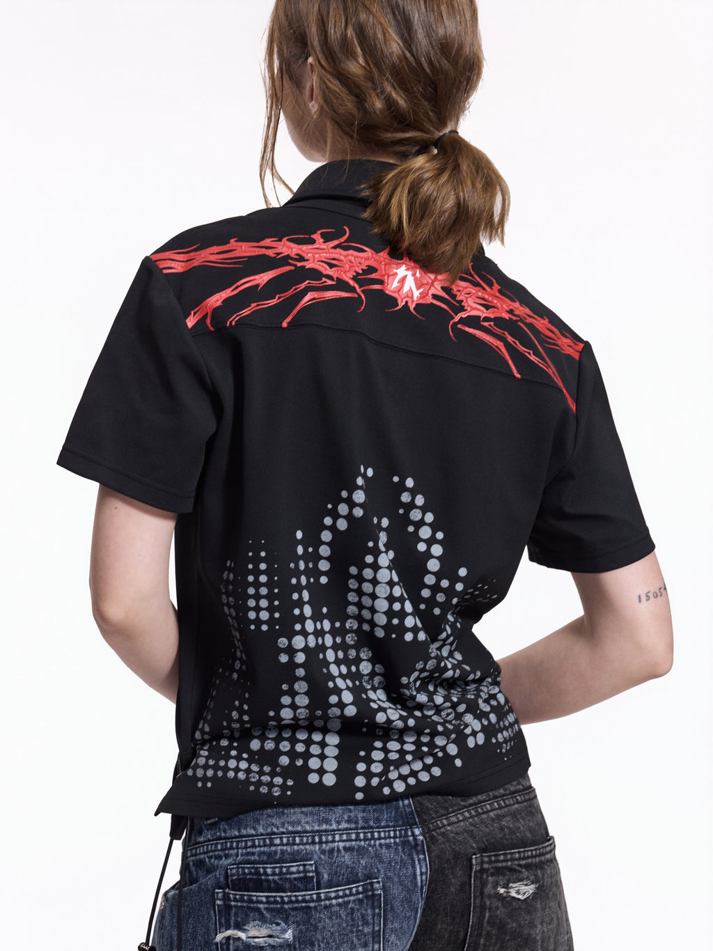 Unisex Fake Two-Piece Polo | Printed Collar Short Sleeve Summer Top FR346