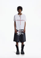 Flyerrer Retro Iris Crest Knit Short Sleeve T-Shirt, Loose Court Style Top FR336