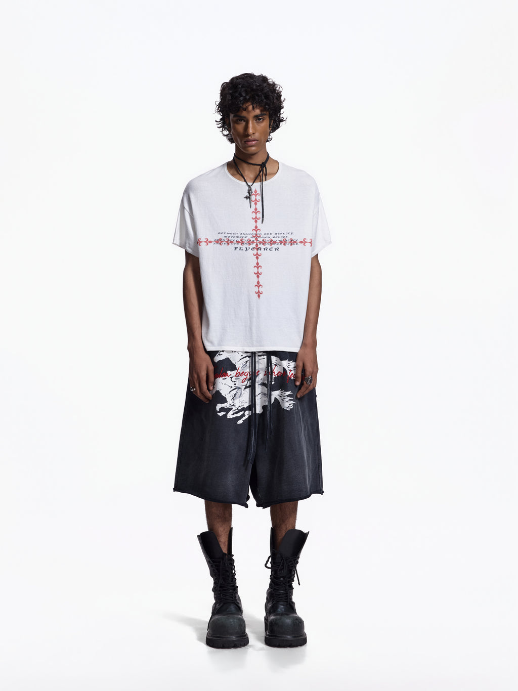 Twin FR Warhorse Embroidery Patch Loose Washed Five-Point Shorts FR339