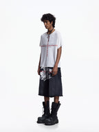 Flyerrer Retro Iris Crest Knit Short Sleeve T-Shirt, Loose Court Style Top FR336