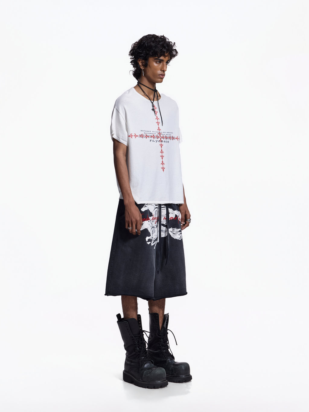 Twin FR Warhorse Embroidery Patch Loose Washed Five-Point Shorts FR339