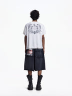 Flyerrer Retro Iris Crest Knit Short Sleeve T-Shirt, Loose Court Style Top FR336