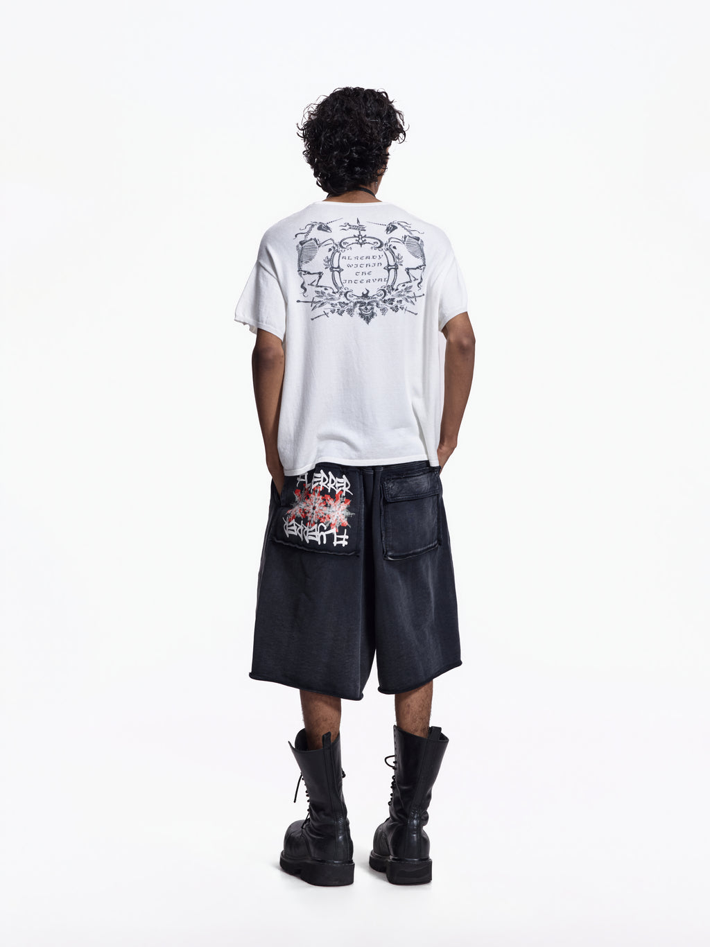 Twin FR Warhorse Embroidery Patch Loose Washed Five-Point Shorts FR339