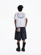Twin FR Warhorse Embroidery Patch Loose Washed Five-Point Shorts FR339