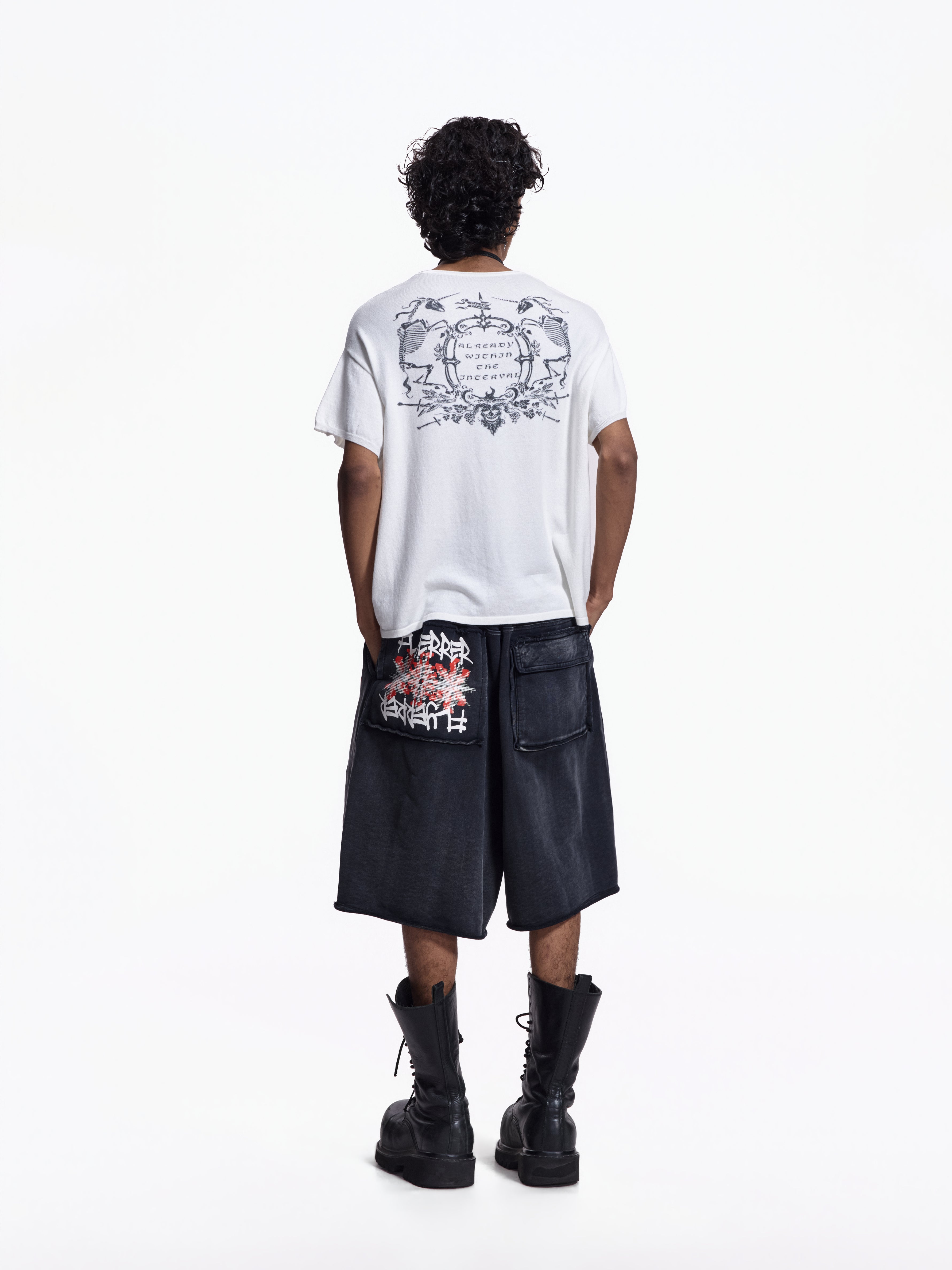 Twin FR Warhorse Embroidery Patch Loose Washed Five-Point Shorts FR339