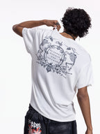 Flyerrer Retro Iris Crest Knit Short Sleeve T-Shirt, Loose Court Style Top FR336