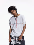 Flyerrer Retro Iris Crest Knit Short Sleeve T-Shirt, Loose Court Style Top FR336