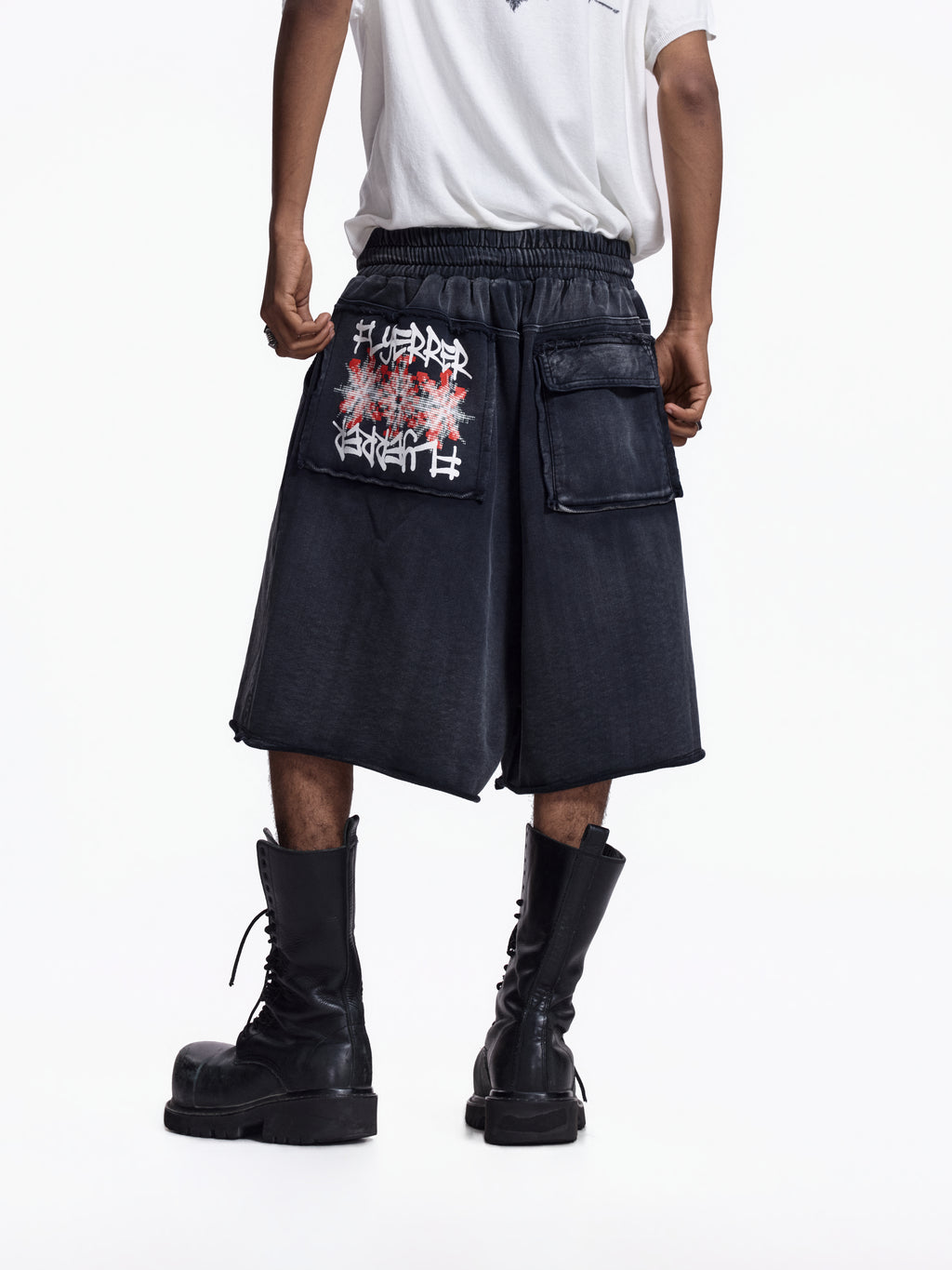 Twin FR Warhorse Embroidery Patch Loose Washed Five-Point Shorts FR339
