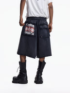 Twin FR Warhorse Embroidery Patch Loose Washed Five-Point Shorts FR339