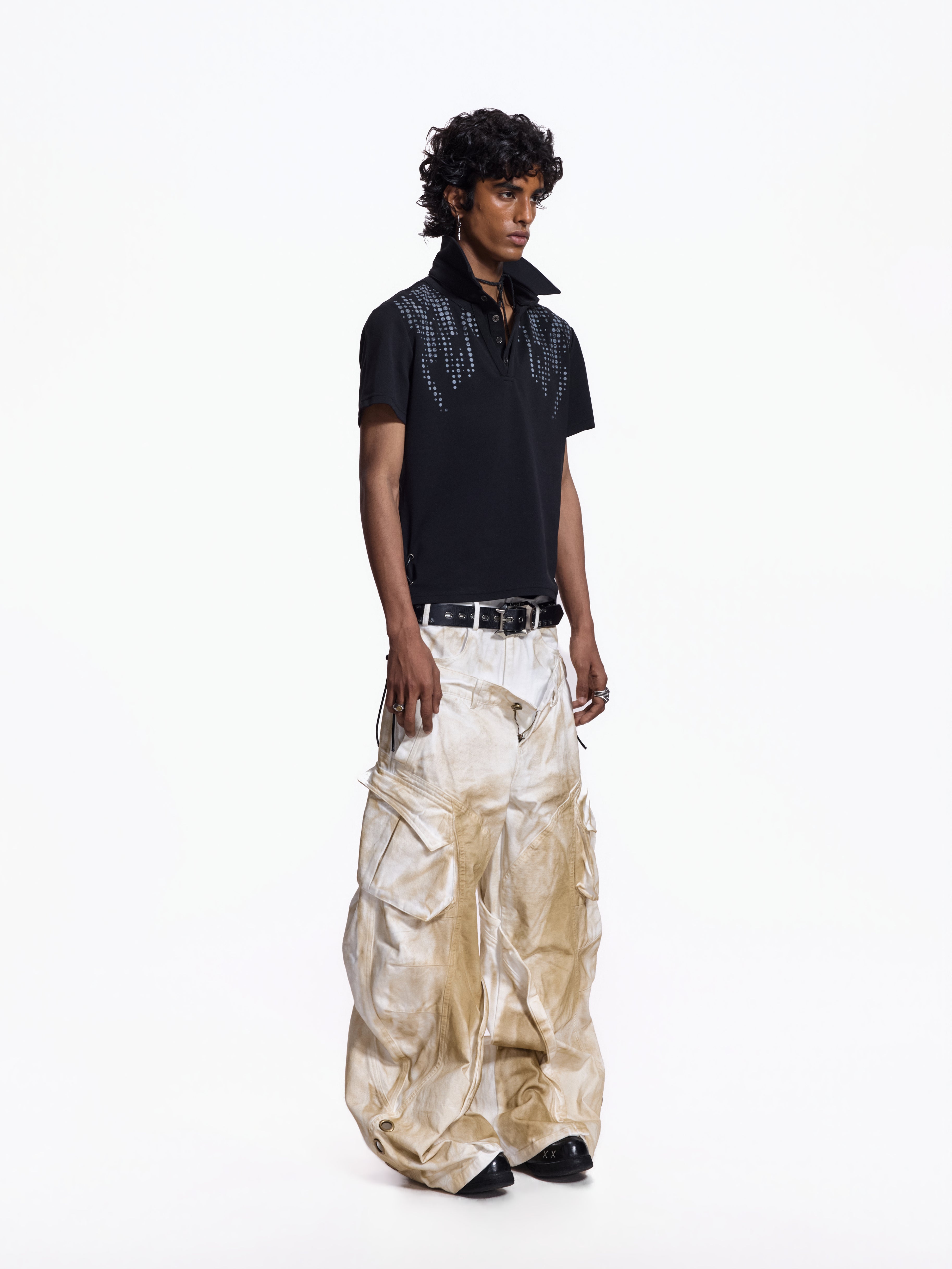 Unisex Fake Two-Piece Polo | Printed Collar Short Sleeve Summer Top FR346