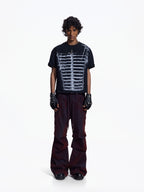 Flyerrer Deconstructed Badge Print Button Tee, Court Loose Casual Summer Top FR338