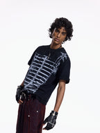 Flyerrer Deconstructed Badge Print Button Tee, Court Loose Casual Summer Top FR338