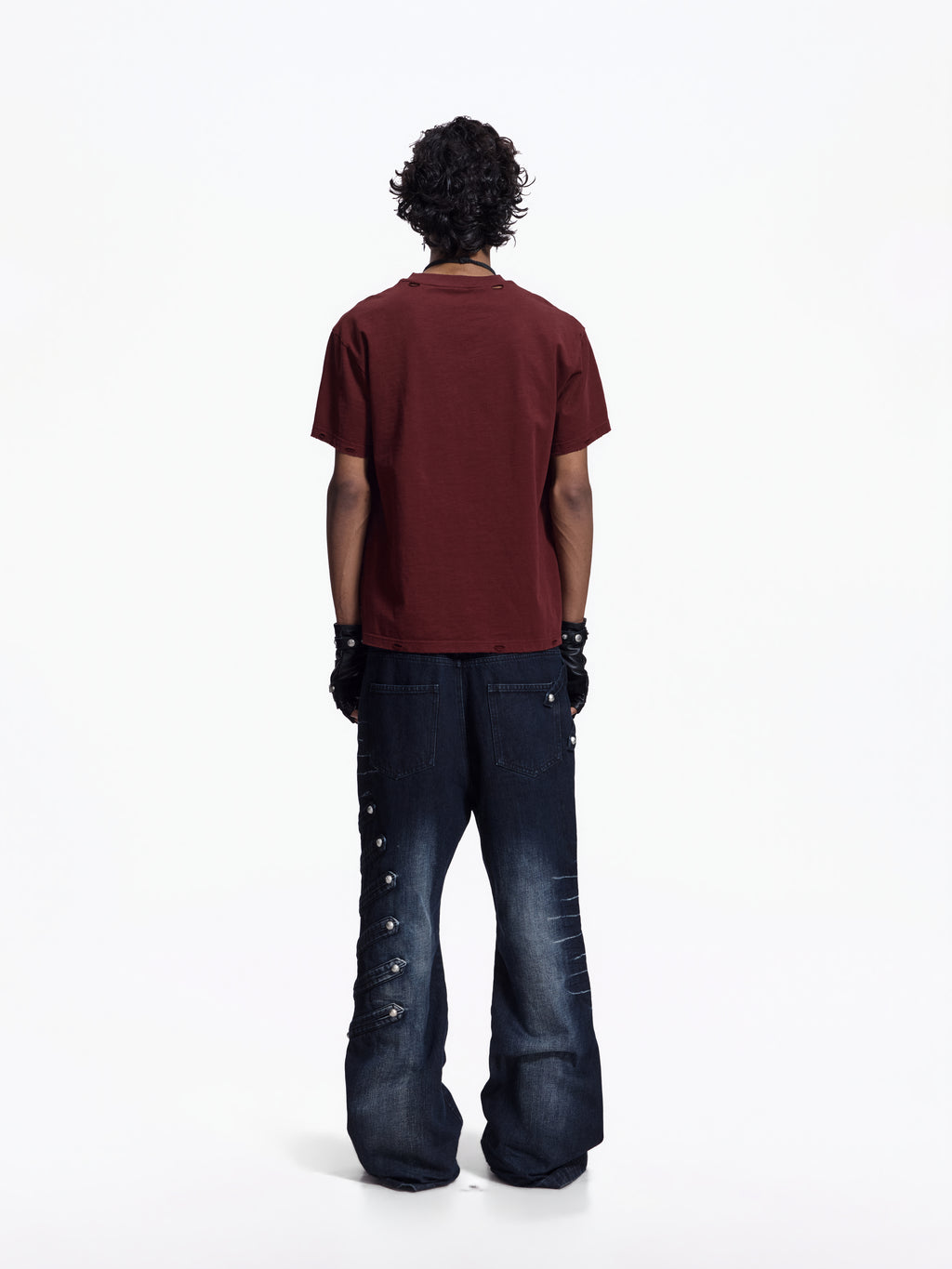 Flyerrer Street Court Claw Print Washed Wide Leg Jeans FR342