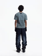 Flyerrer Vintage Court Raglan Print Button Rib Cropped Tee FR337