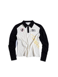 Flyerrer American‑Vintage Badge‑Print Cropped Raglan Polo FR380