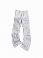 Flyerrer Cretaceous Patchwork‑Leather Vintage Stacked Jeans FR369
