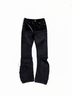 Flyerrer Cretaceous Patchwork‑Leather Vintage Stacked Jeans FR369