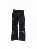 FLYERRER Deconstructed Multi‑Zipper Stud Black Jeans FR373