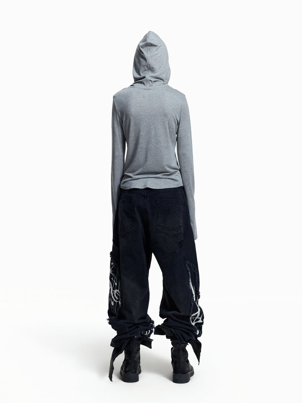 Flyerrer Punk Y2K Eyelet Hooded Henley Wool Base‑Layer Top FR381