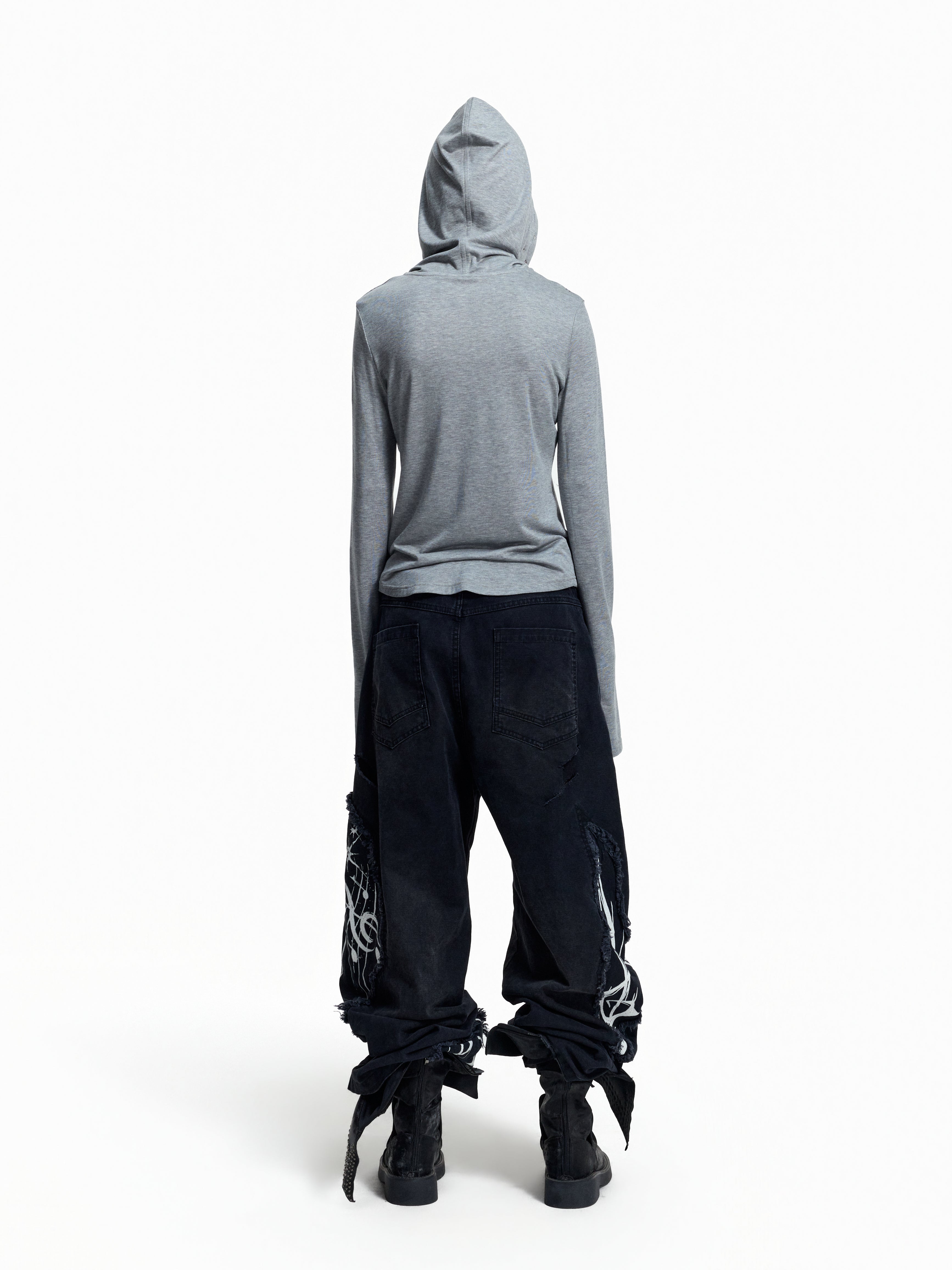 Flyerrer Punk Y2K Eyelet Hooded Henley Wool Base‑Layer Top FR381