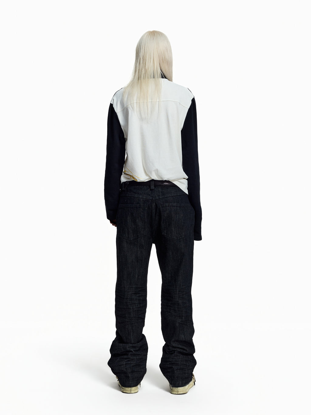 FLYERRER Deconstructed Multi‑Zipper Stud Black Jeans FR373