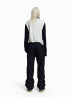 FLYERRER Deconstructed Multi‑Zipper Stud Black Jeans FR373