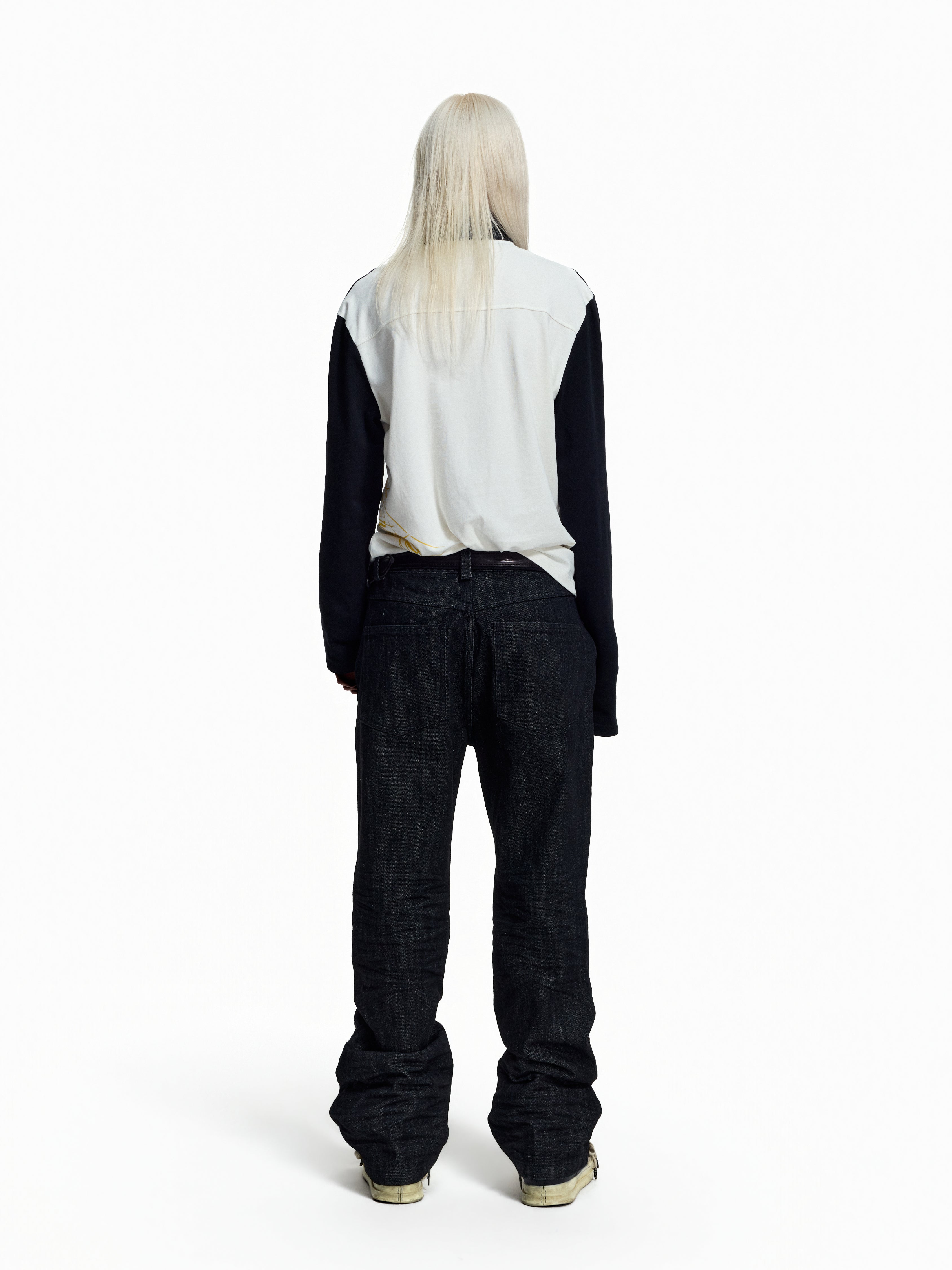 FLYERRER Deconstructed Multi‑Zipper Stud Black Jeans FR373