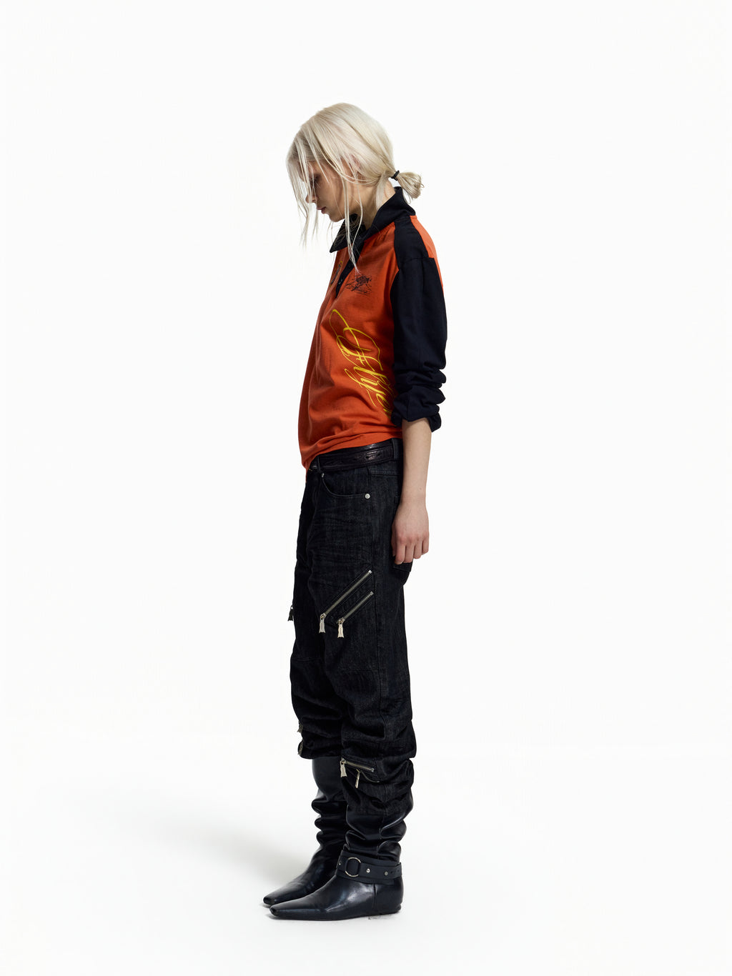Flyerrer American‑Vintage Badge‑Print Cropped Raglan Polo FR380