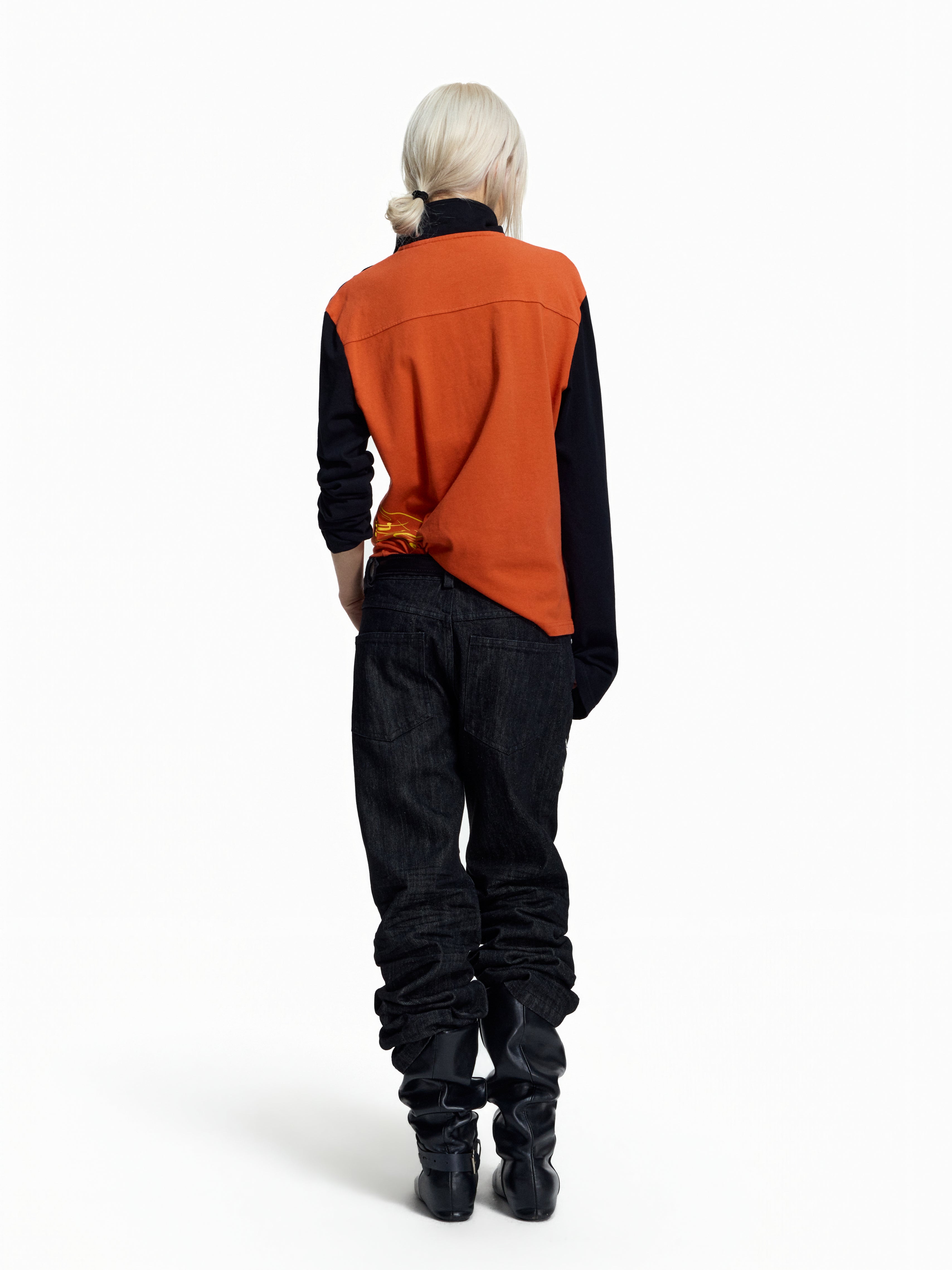 Flyerrer American‑Vintage Badge‑Print Cropped Raglan Polo FR380