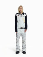 Flyerrer American‑Vintage Badge‑Print Cropped Raglan Polo FR380
