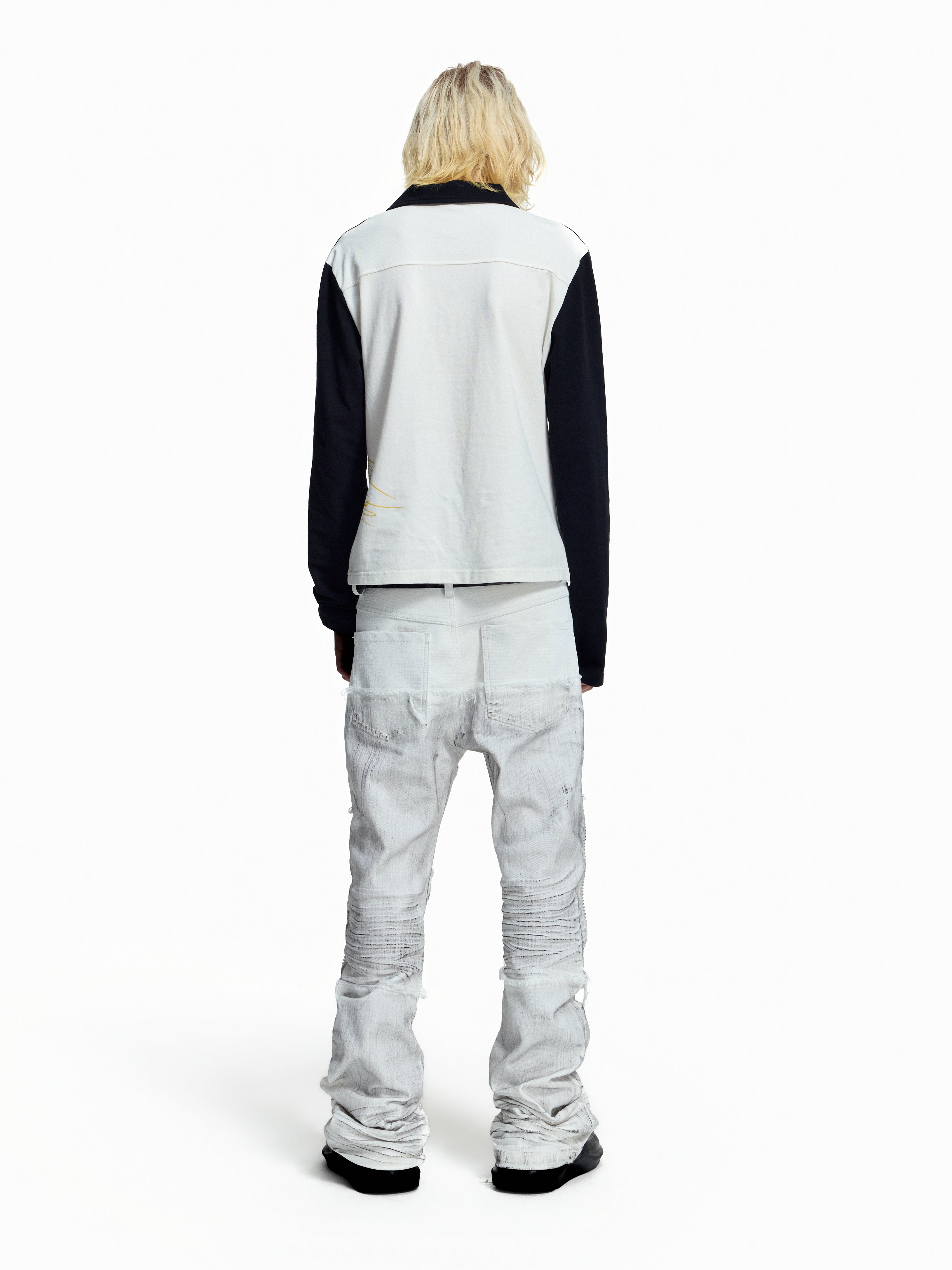 Flyerrer American‑Vintage Badge‑Print Cropped Raglan Polo FR380