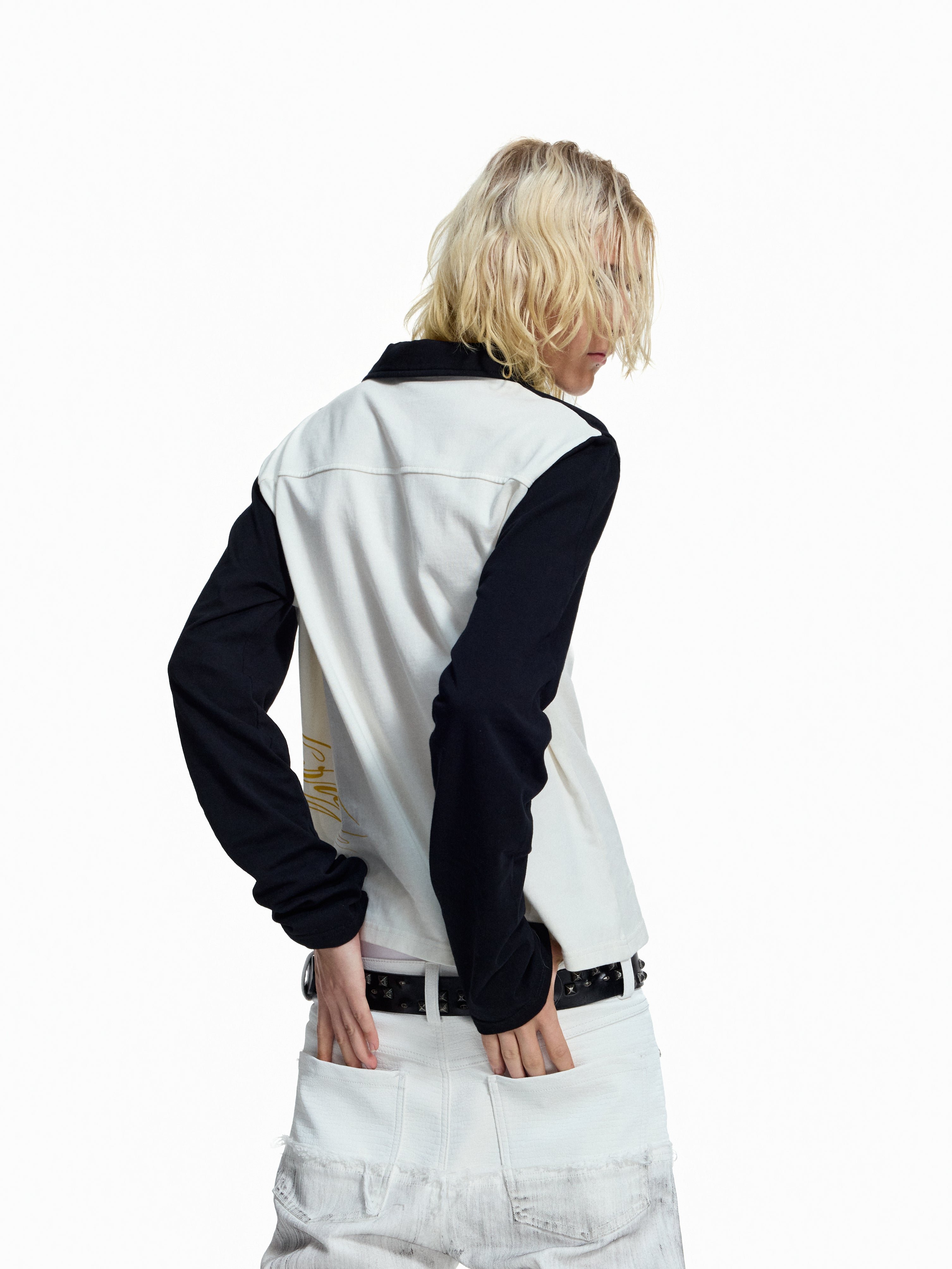 Flyerrer American‑Vintage Badge‑Print Cropped Raglan Polo FR380