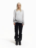 Flyerrer Distressed Ribbon Gradient Spray‑Paint Long‑Sleeve Top FR371