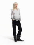 Flyerrer Distressed Ribbon Gradient Spray‑Paint Long‑Sleeve Top FR371