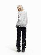 Flyerrer Distressed Ribbon Gradient Spray‑Paint Long‑Sleeve Top FR371