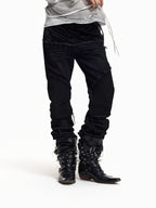Flyerrer Cretaceous Patchwork‑Leather Vintage Stacked Jeans FR369
