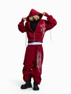 Flyerrer Punk Multi‑Strap Deconstructed Wide‑Leg Fall Sweatpants FR378