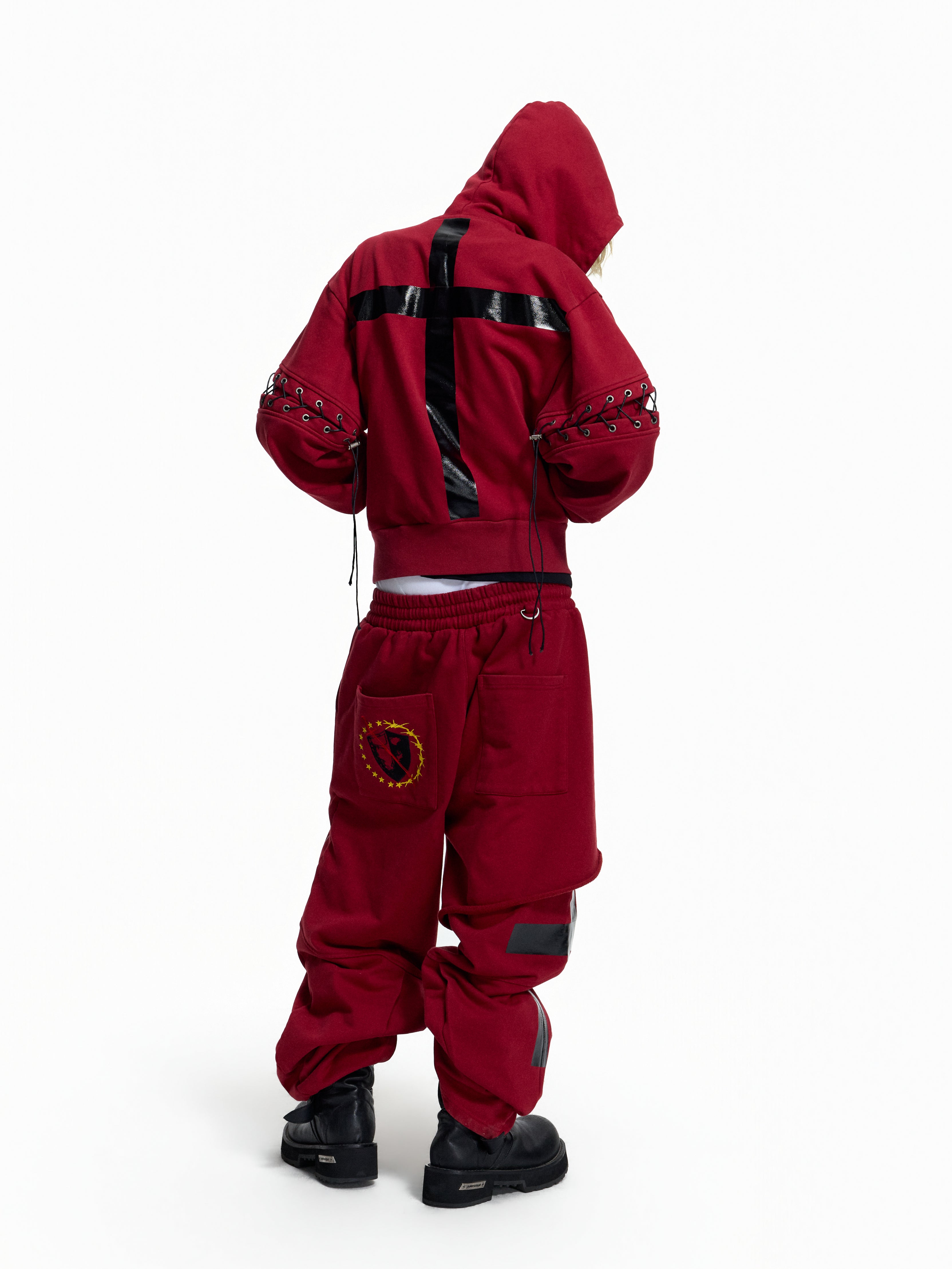 Flyerrer Punk Multi‑Strap Deconstructed Wide‑Leg Fall Sweatpants FR378