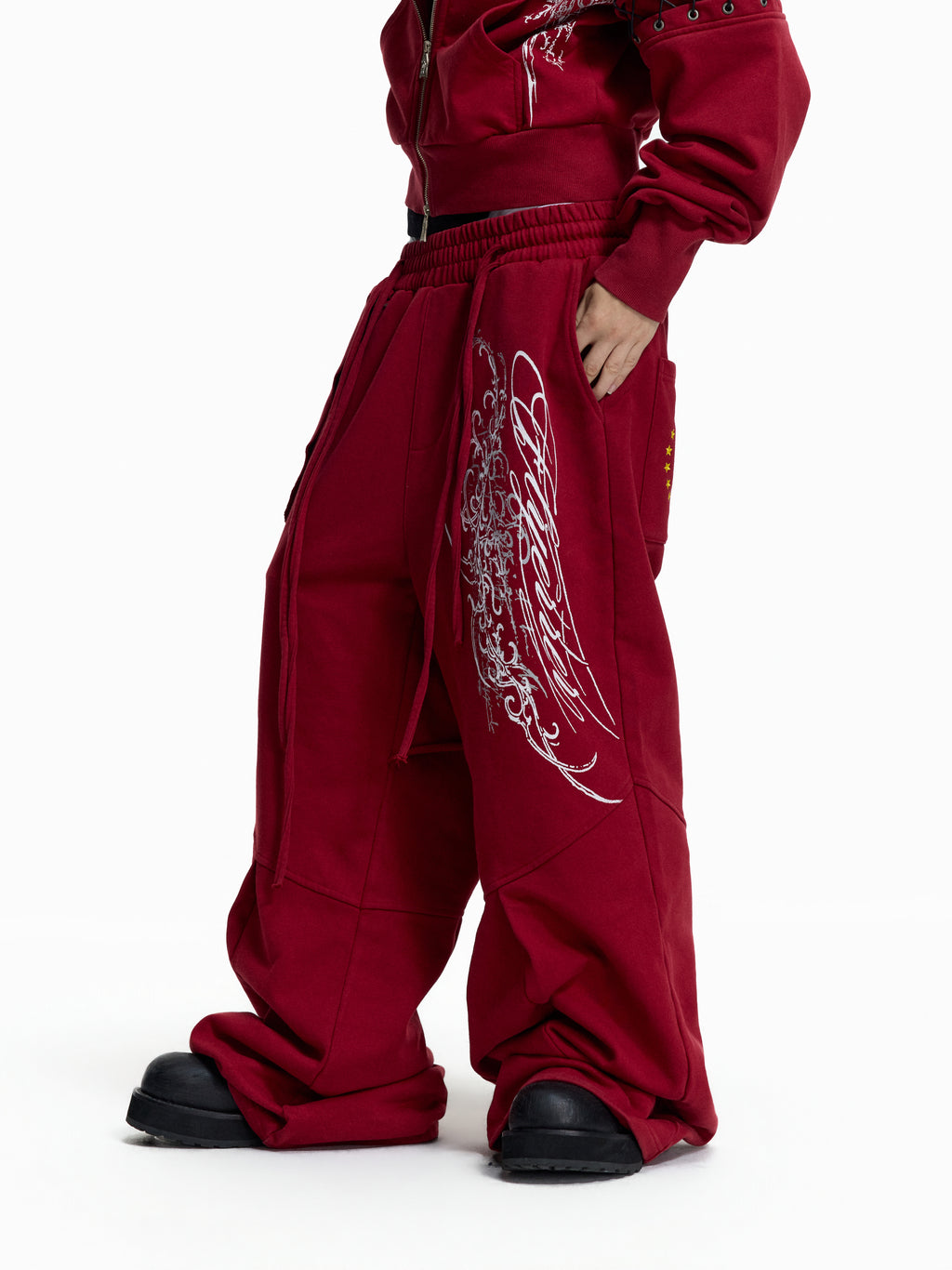 Flyerrer Punk Multi‑Strap Deconstructed Wide‑Leg Fall Sweatpants FR378