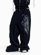 Flyerrer Punk Multi‑Strap Deconstructed Wide‑Leg Fall Sweatpants FR378