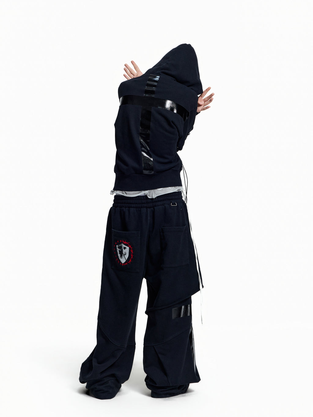 Flyerrer Punk Multi‑Strap Deconstructed Wide‑Leg Fall Sweatpants FR378