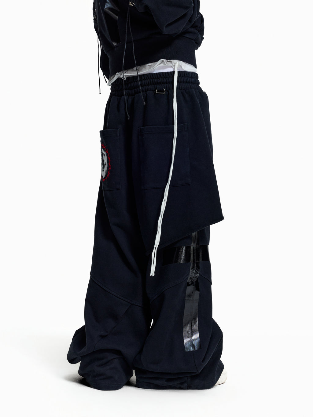 Flyerrer Punk Multi‑Strap Deconstructed Wide‑Leg Fall Sweatpants FR378