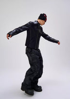 Flyerrer 25AW Heavy-Duty Irregular Paneled American-Style Biker Leather Jacket FR288