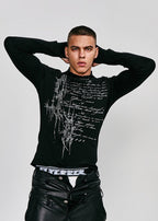 FLYERRER 25SS curved sleeve printed T-shirt slim fit base top FR232